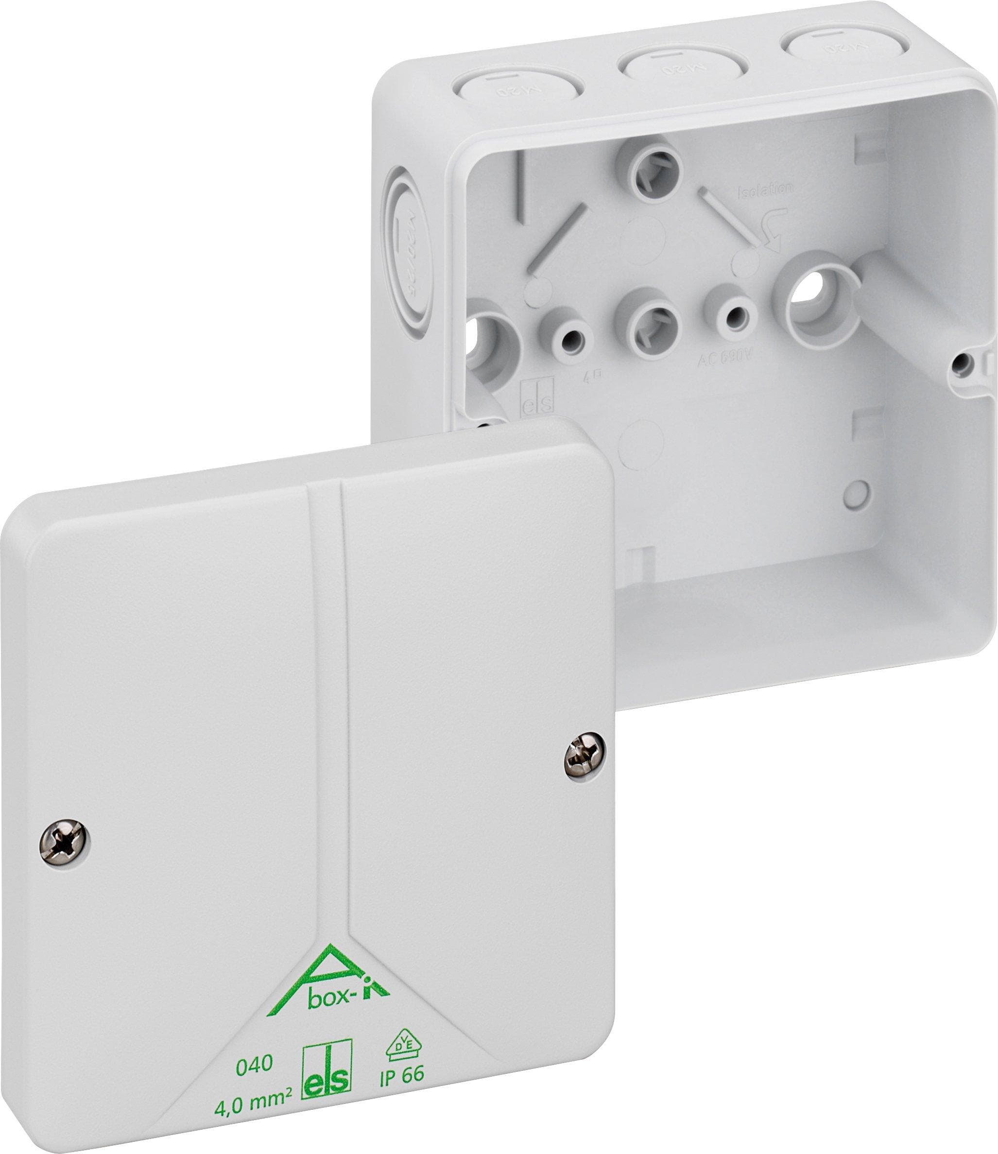 Picture of ["Abox- i m 040-L, branch box, protection type IP66, max. Lead cross section 4 ², impact resistance IK08, protection class II, Ui 690V AC, DLG, DNV, VDE, halogen-free"]