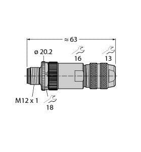 Picture of ["CMBS8151-0, accessories for sensors and actuators, assembly-able connectors, M12 × 1 plug, straight"]
