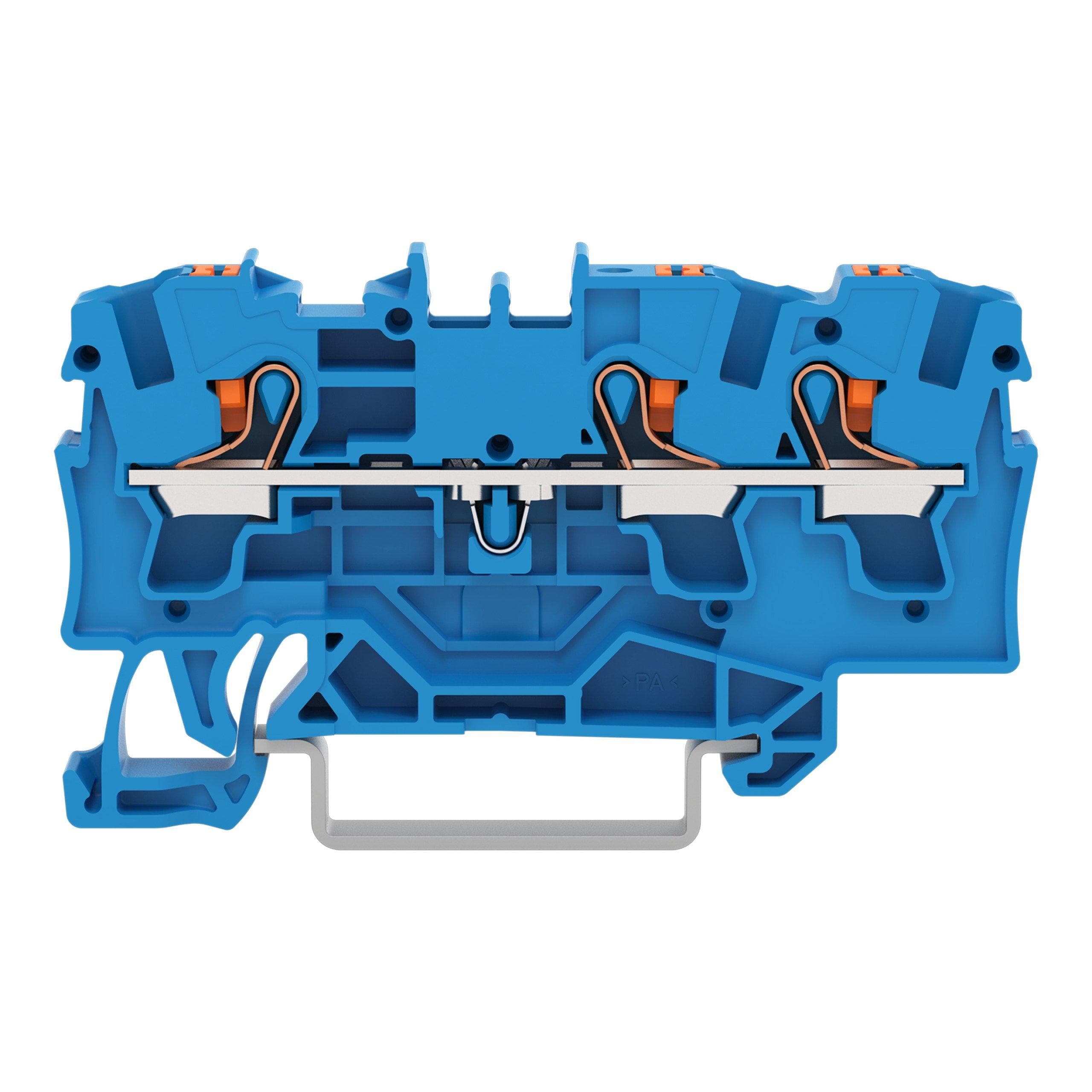 Picture of ["2204-1304, 3-conductor through terminal with 4 mm ² of pressure blue"]