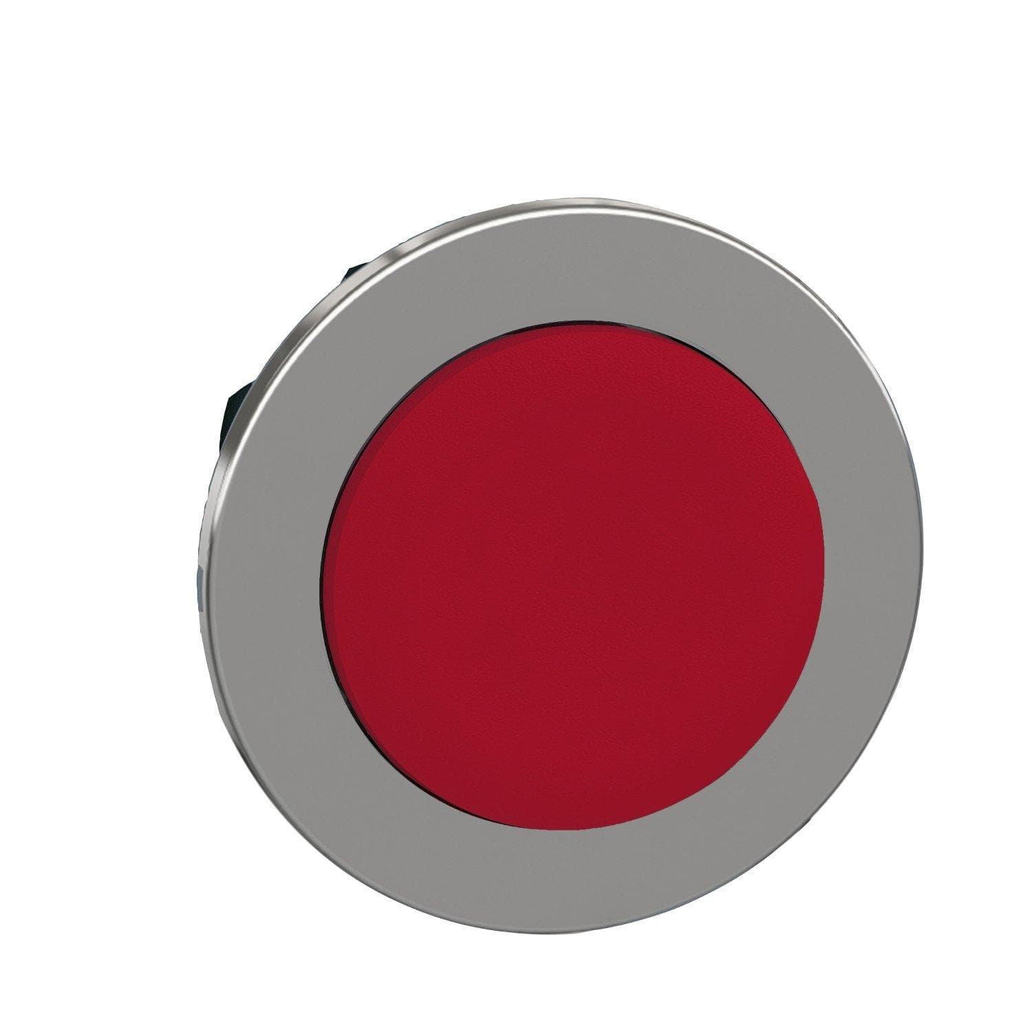 Picture of ["ZB4FH4, pressure button, front element, Harmony XB4F, metal, 30mm, red, above, unlabeled, restating"]