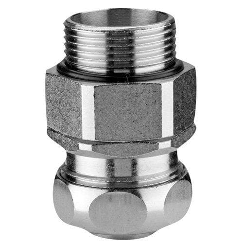 Picture of ["USDR-M, AD27-M32, metal screw straight, brass nickel plated, external thread metal, rotatable, AD 27, M 32 x 1.5"]