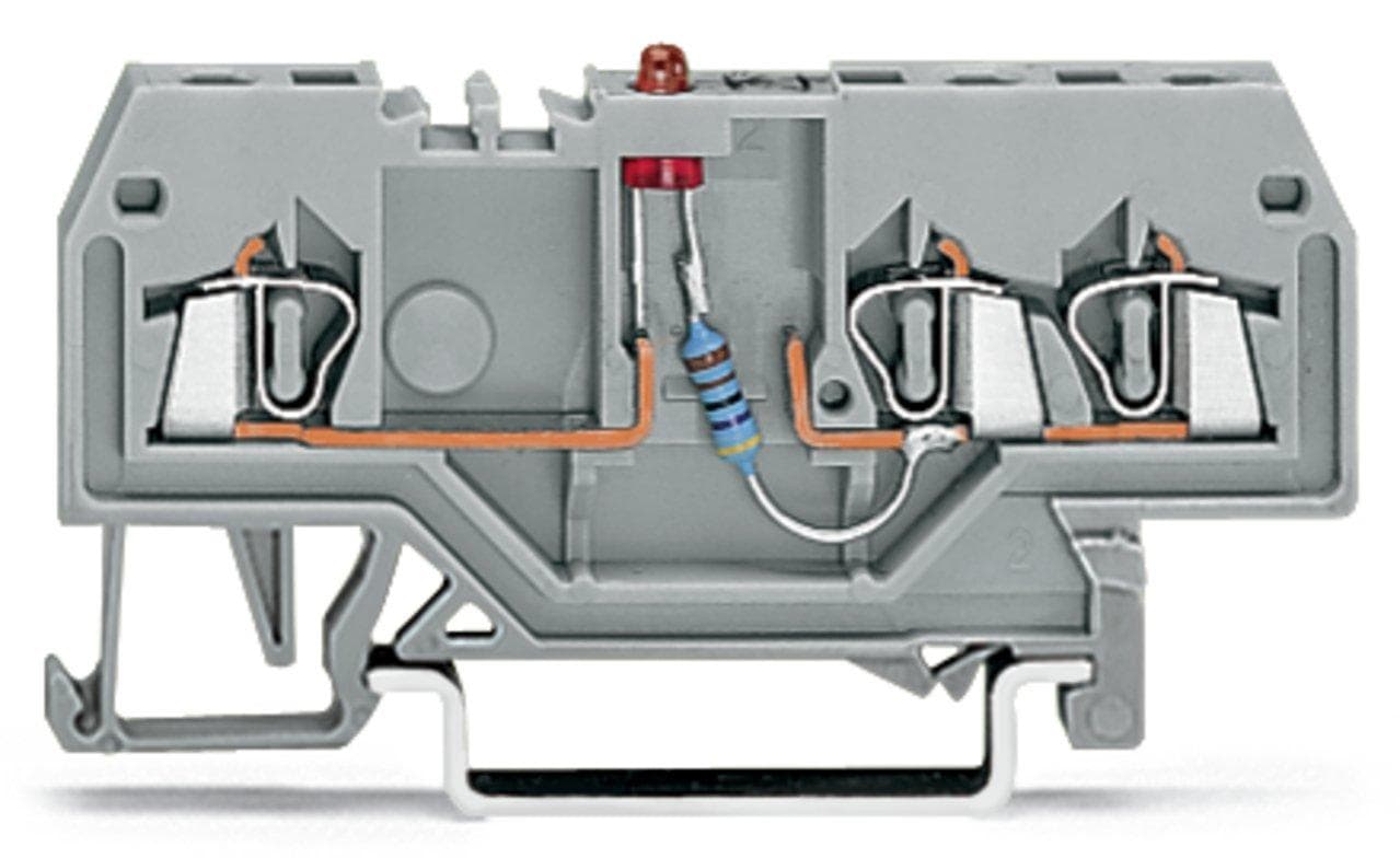 Picture of ["279-674 / 281-434, component terminal 3 conductors LED red 1.5 mm ² grey"]
