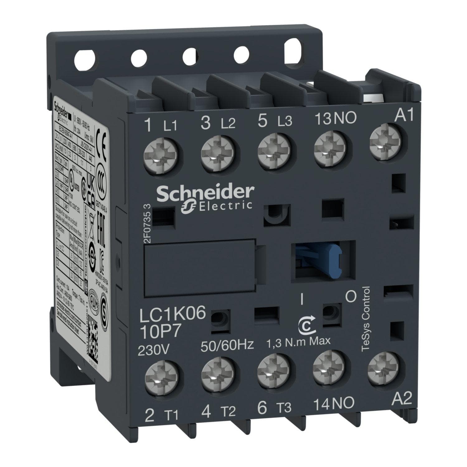 Picture of ["LC1K0910B7, power supply LC1K 3p, + 1S, 4 kW, 9 A, 400 V AC3, coil 24 V AC"]