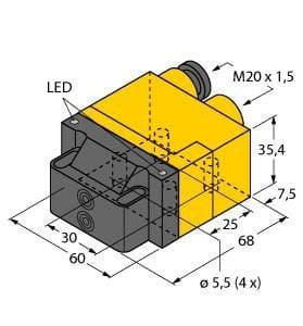 Picture of ["NI4-DSU26TC-2AP4X2, Inductive sensor, double sensor for swivel drive"]