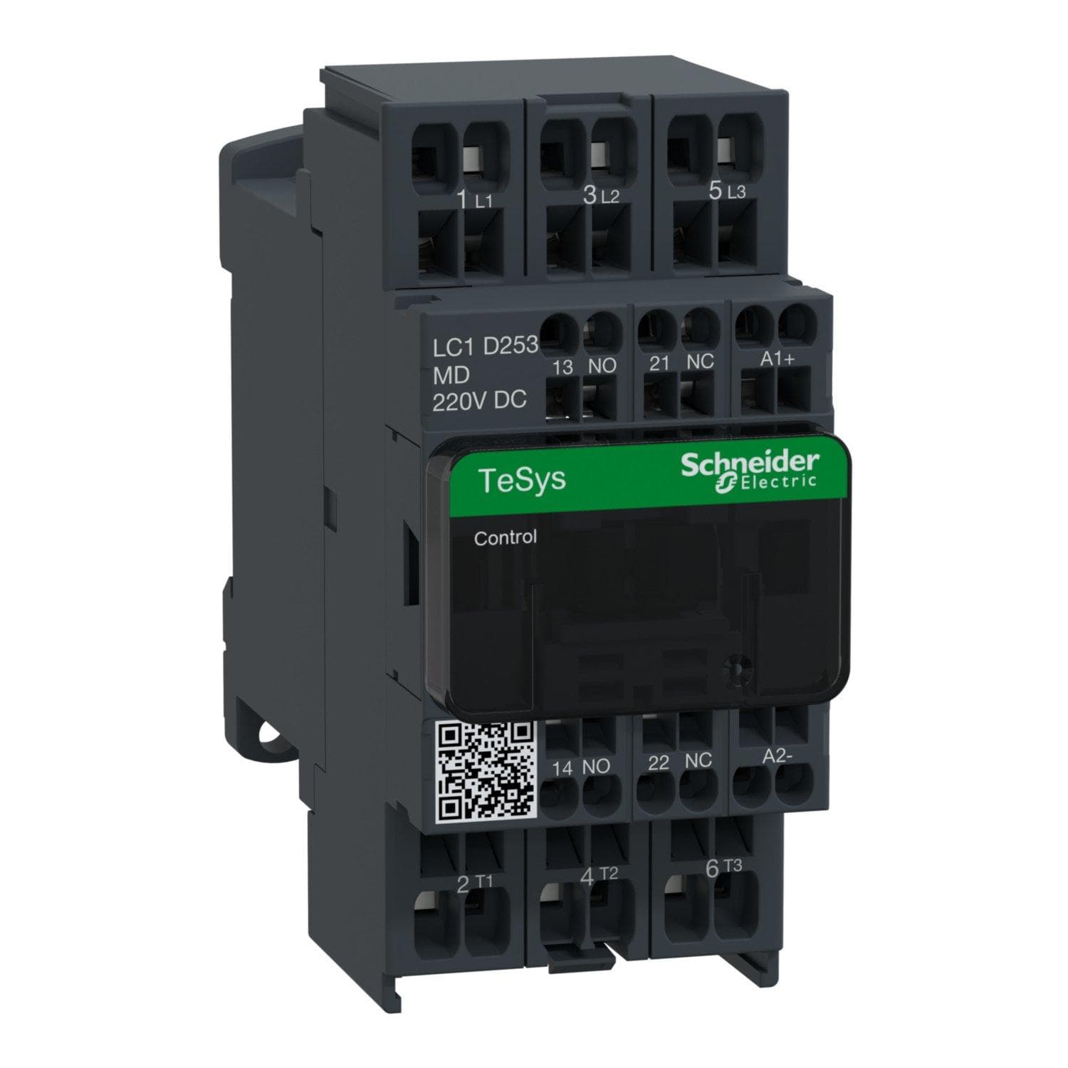 Picture of ["LC1D253MD, power supply LC1D 3p, + 1S + 1Ö, 11 kW, 25 A, 400 V AC3, coil 220 V DC"]