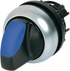 Picture of ["M22-WLK-B, light dial key, RMQ-Titan, with dvd handle, pressing, 2 positions, blue, frontring titanium"]