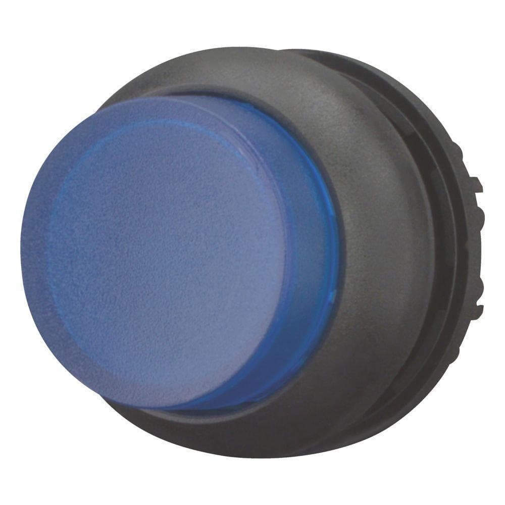 Picture of ["M22S-DLH-B, light pressure button, RMQ-Titan, high, tasting, blue, unlabeled, frontring black"]