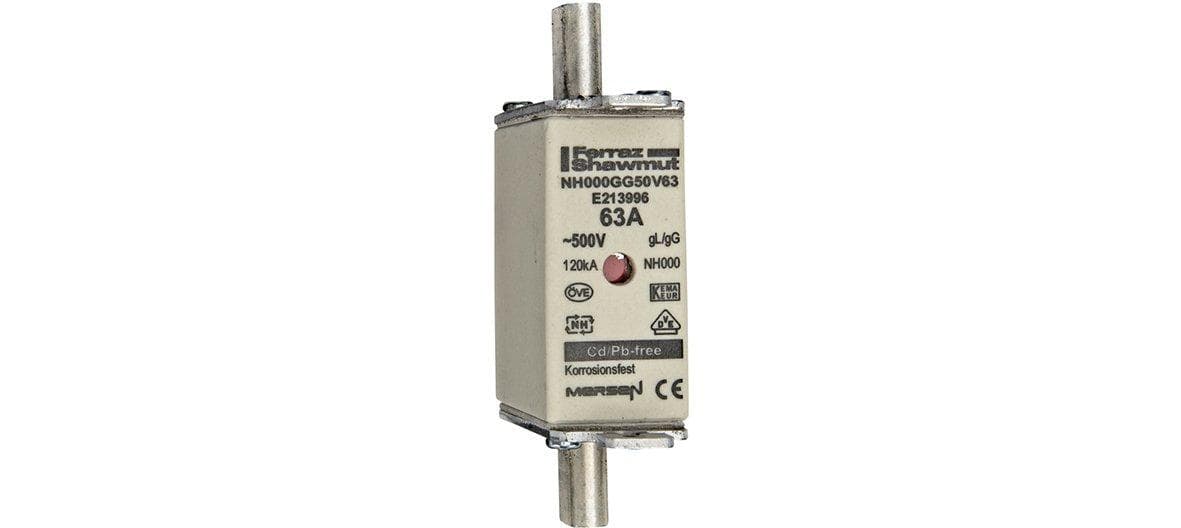 Picture of ["NH000G50V63, Fuse NH gG Gr.000 AC500V 63A with voltage-leading grips sfü and double-label"]