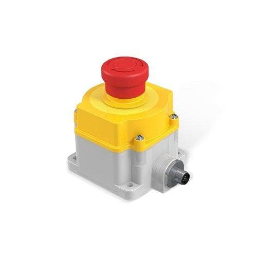 Picture of ["SEU-3 / 3 / 1-P81-C, light emergency stop switch type SEU-3, square, local reset, lighting from / red, 2 semiconductor outputs p- switching, connectors M12 male, 8-pin"]