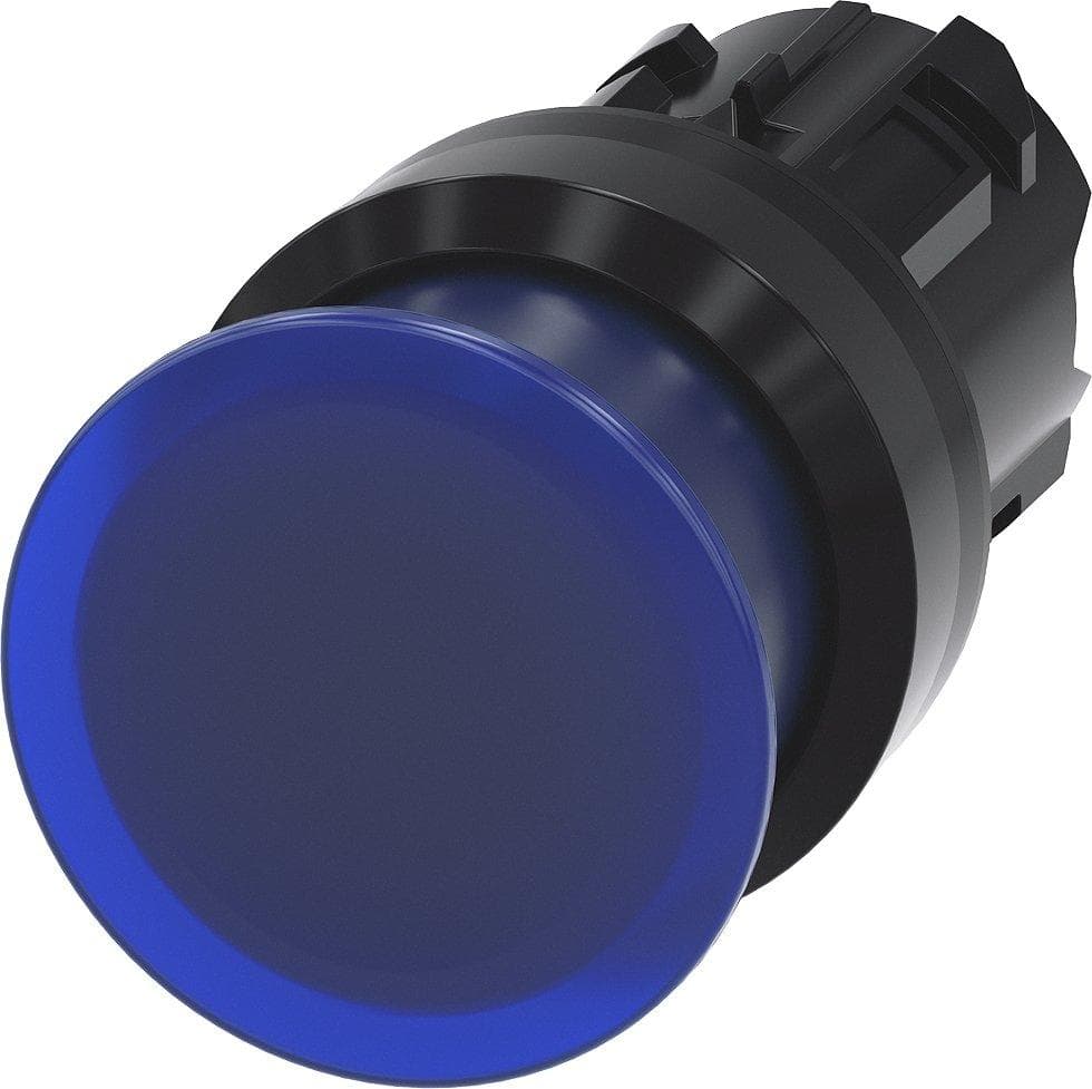 Picture of ["3SU1001-1AD50-0AA0, mushroom pressure button, illuminated, 22mm, round, plastic, blue, 30mm"]